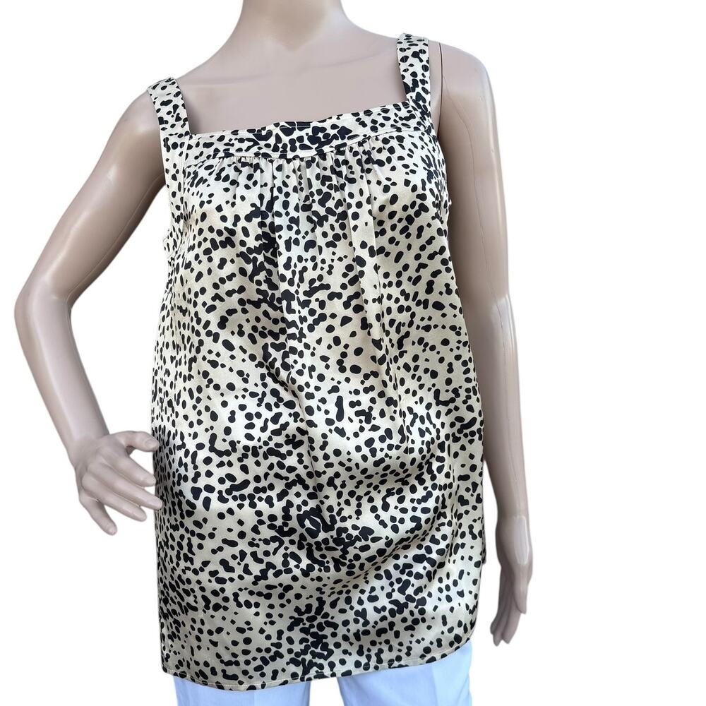 St John Collection 100% Silk Leopard Print Square Neck Tunic Shell Top NWOT S